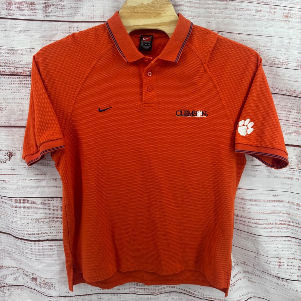Nike Team Clemson Tigers Polo Shirt Mens XL Short Sleeve Vintage NCAA